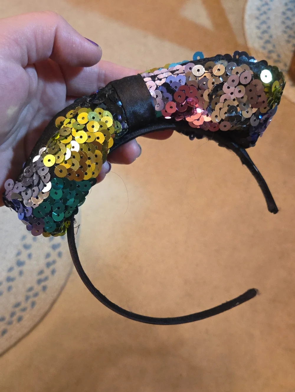 Retro 80s Sequin Bow Headband for - Multicolor